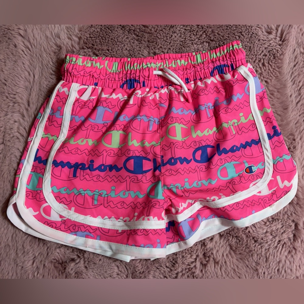 Pink girls champion shorts.